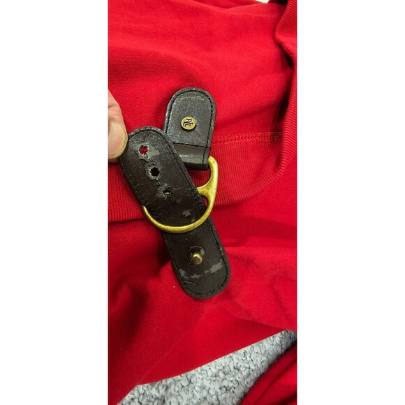 Vtg Ralph Lauren Womens Wrap Cardigan Shawl Collar Buckle French Terry Red Small - Picture 9 of 16